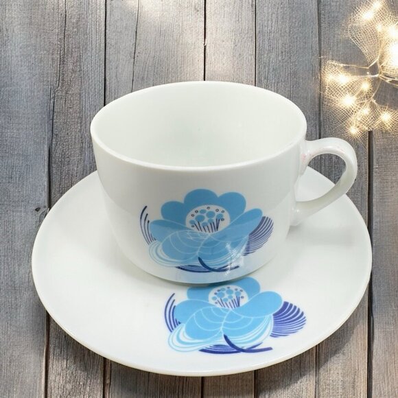 Richard Ginori Antico Blue Flower Gran Fuoco Teacup Saucer Set Made In Italy - Picture 1 of 16